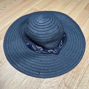 Lauren Ralph Lauren Sun Hat Blue One Size 100% Paper Straw Brand New With Tags